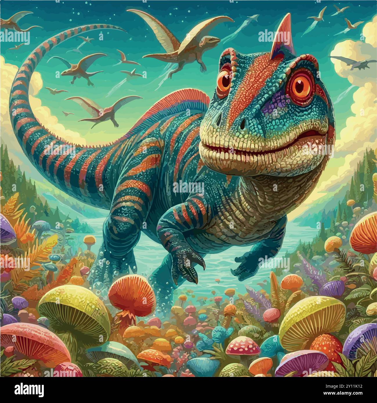 Mosasaurus: Erforschung seiner Rolle im Meeresökosystem. Stock Vektor