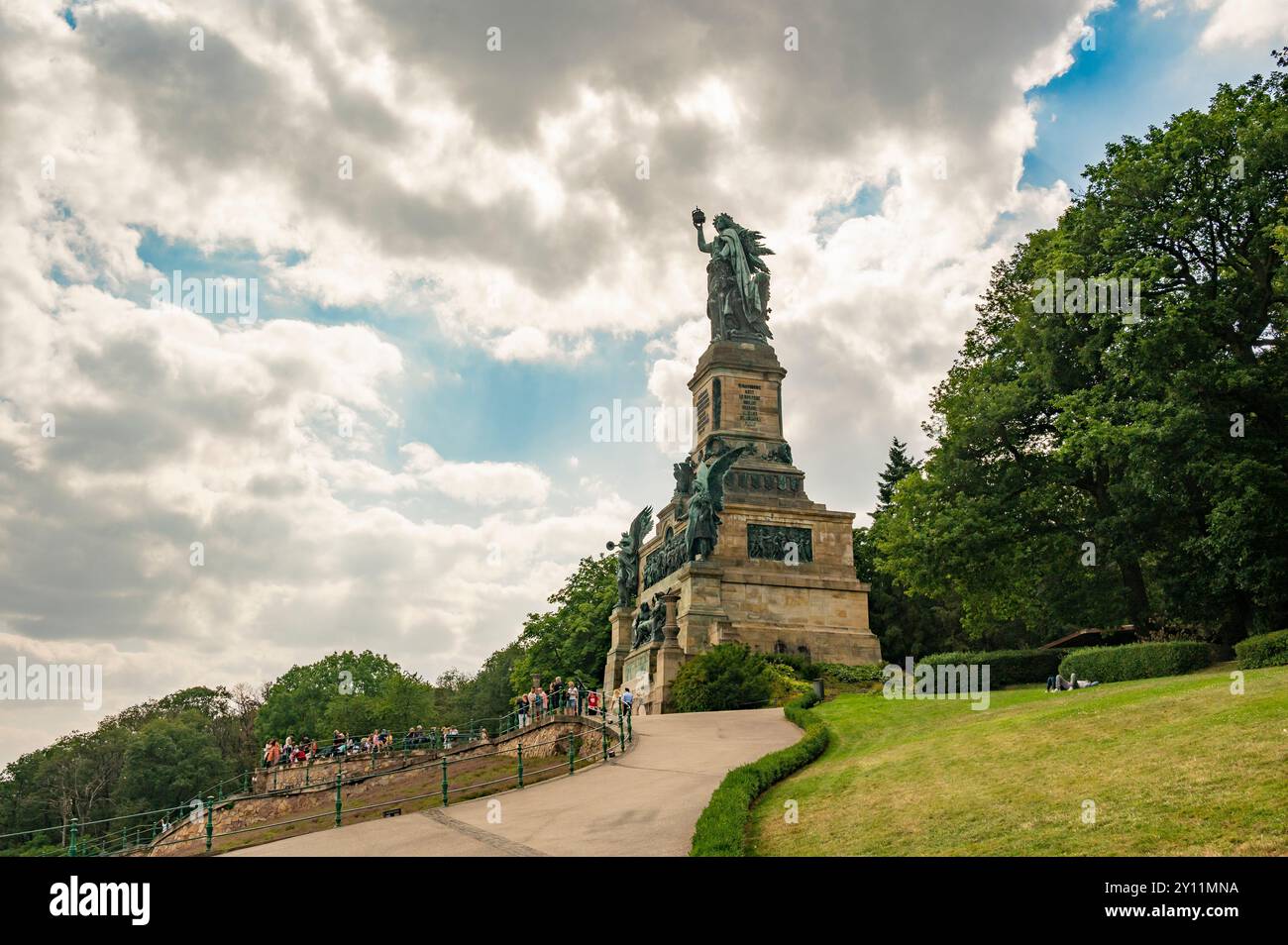 Deutschland, Hessen, Rheingau, Rheingau-Taunus-Kreis, Niederwald, oberes Mittelrheintal, Rüdesheim am Rhein, Niederwalddenkmal, Germanien Stockfoto