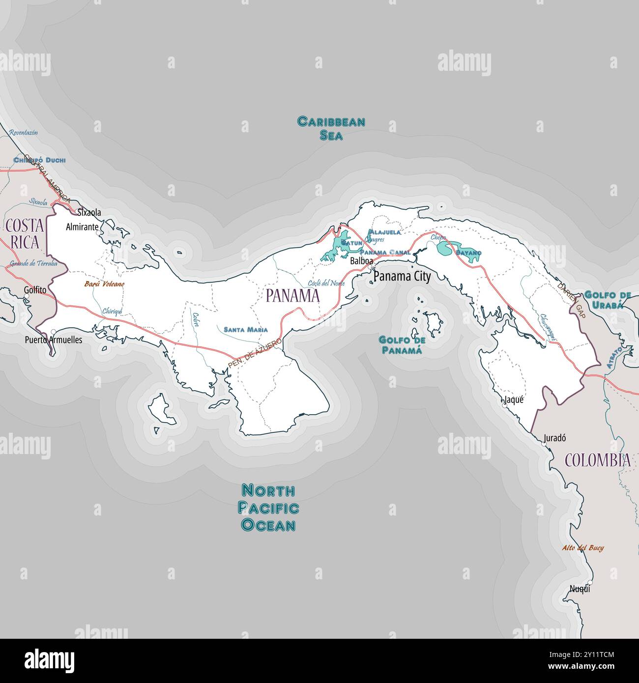 Einfache Umrisskarte der Ausmalseite Panama Stock Vektor