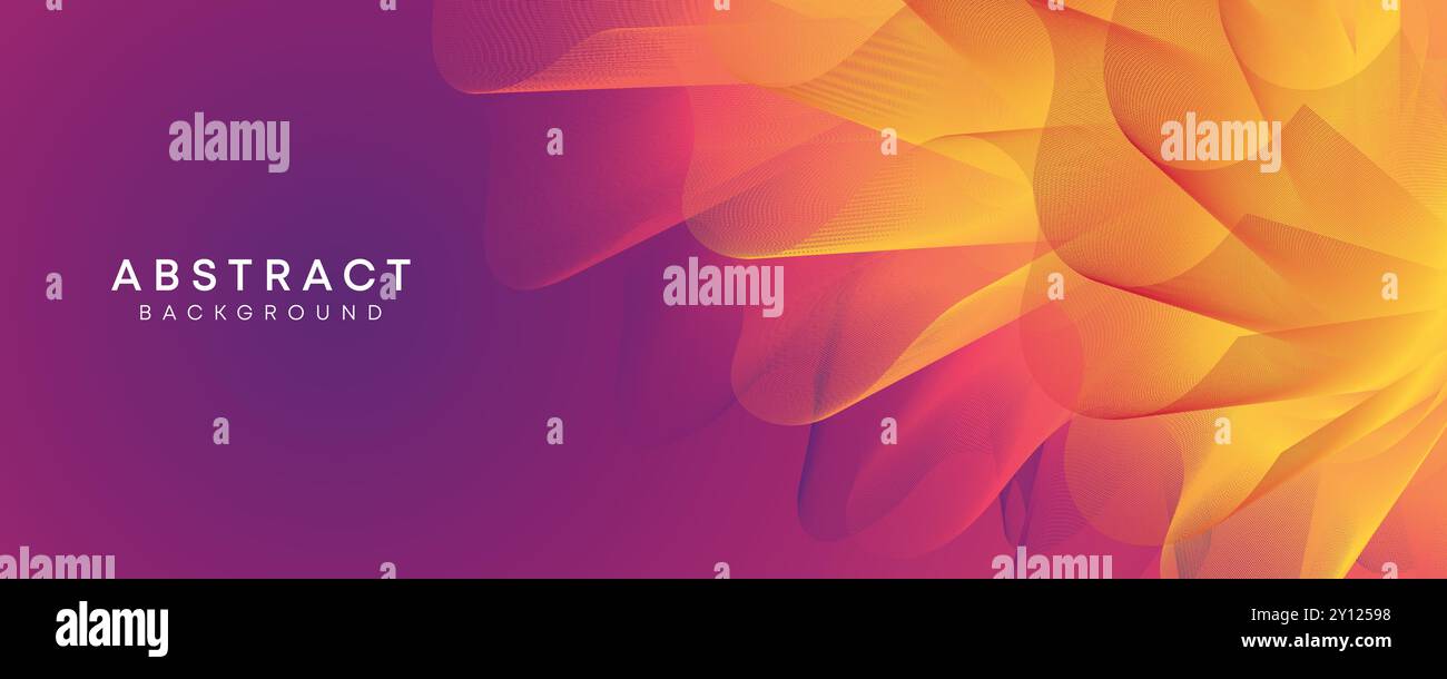 Abstrakter, wellenförmiger Hintergrund mit flüssigem Blau, Grün und Pink, abstrakter Hintergrund mit glattem Wellenfluss Lila, Orange und Gelb mit Farbverlauf Stock Vektor