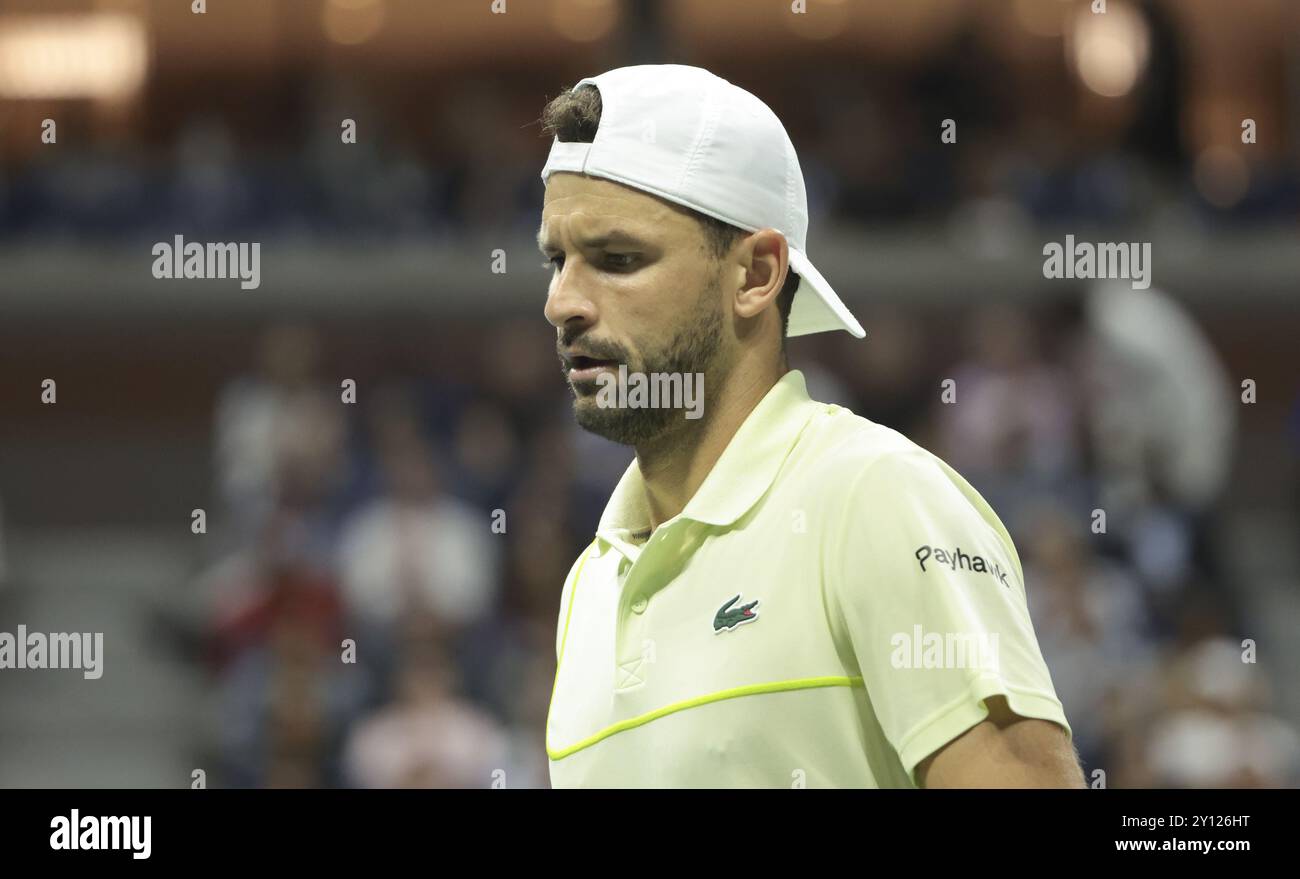 Grigor Dimitrov aus Bulgarien am 9. Tag des Grand-Slam-Tennisturniers 2024 am 3. September 2024 im USTA Billie Jean King National Tennis Center in New York, USA Stockfoto