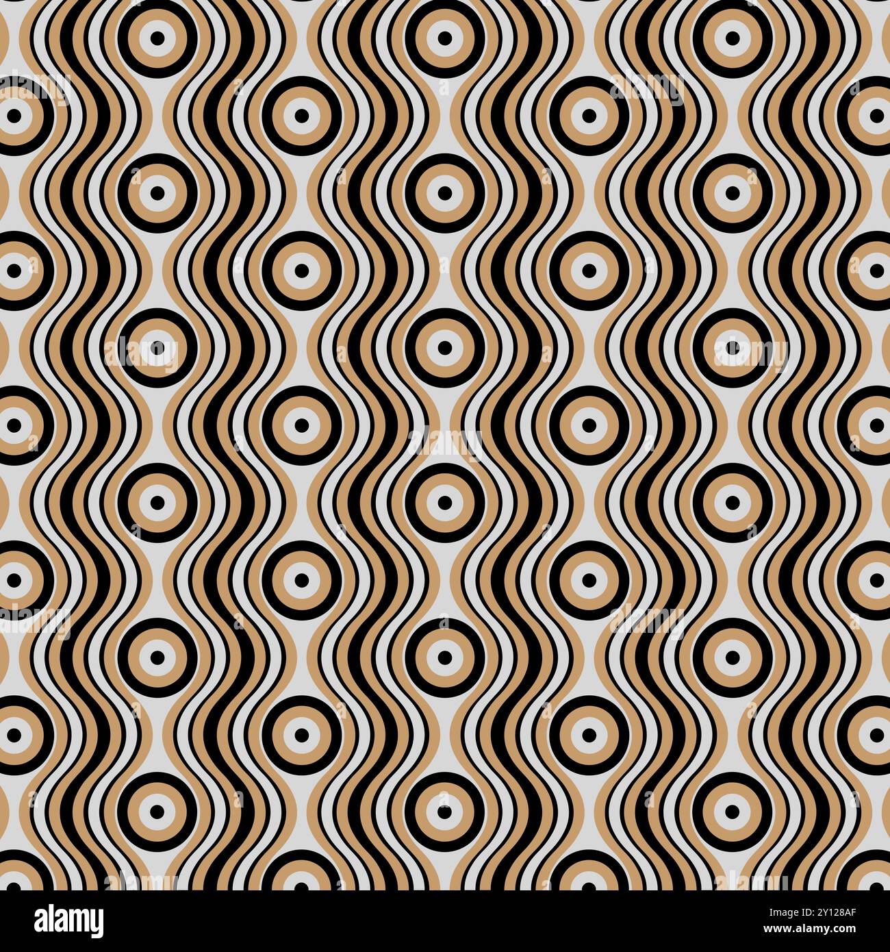 Gold- Und Silbermuster Im Mid Century-Stil Im Retro-Stil Der 70Er Jahre Stockfoto