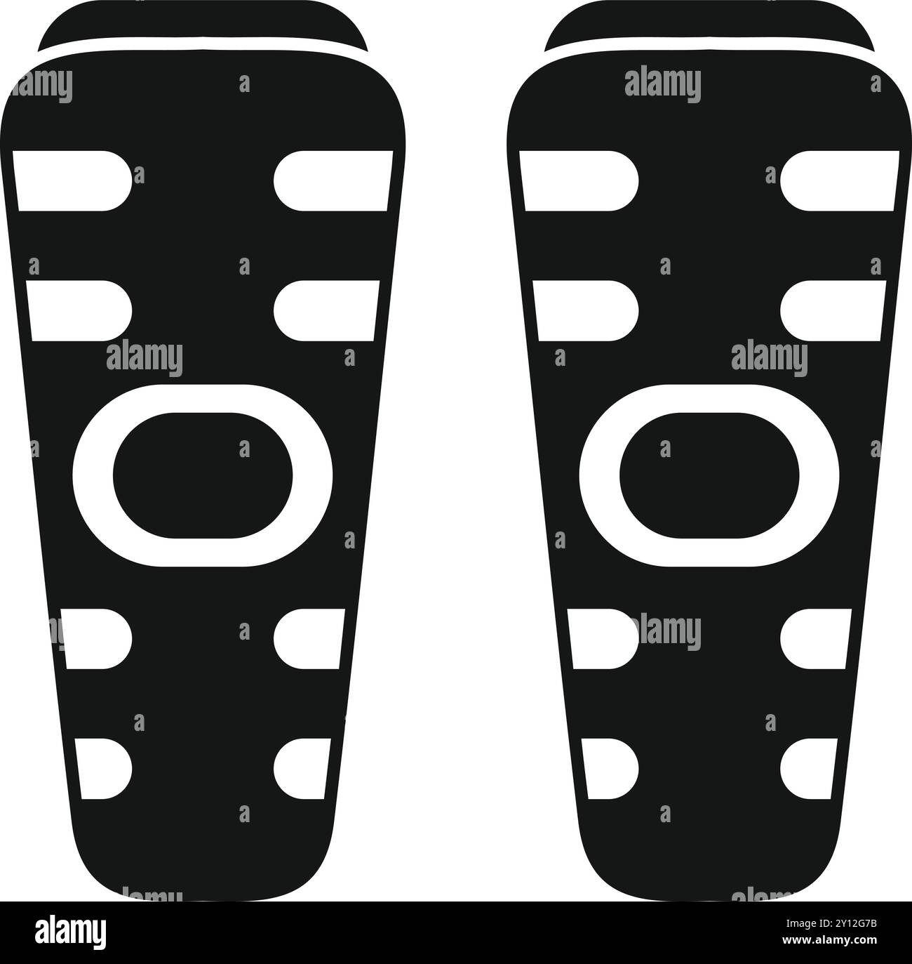 Einfache Vektorsymbole für Fußball-Schienbeinpolster, unverzichtbare Schutzausrüstung für Spieler auf dem Spielfeld Stock Vektor