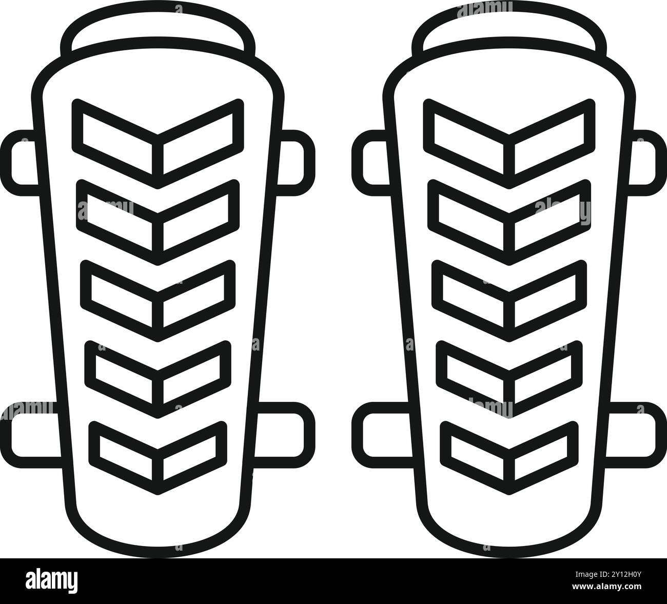 Das einfache Vektorsymbol eines Fußballschienbeinschutzes ist eine wichtige Schutzausrüstung für Fußballspieler, die Sicherheit während der Spiele gewährleistet Stock Vektor