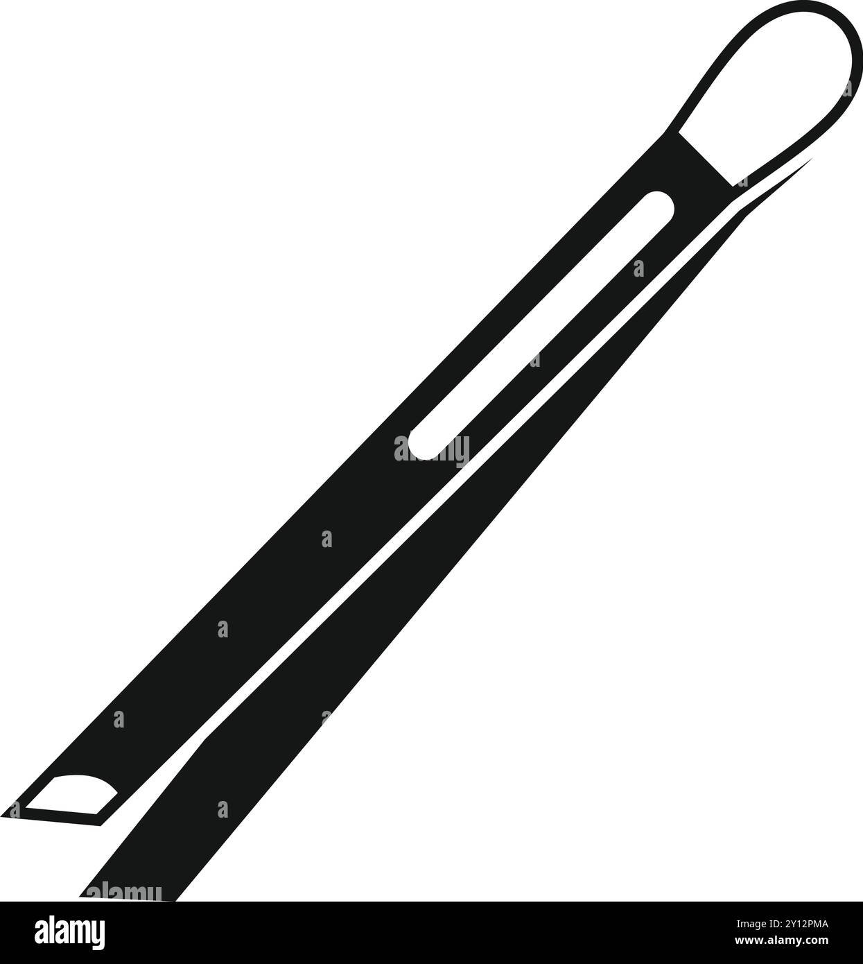 Schmiedezange mit heißem Metallstab in schlichtem Stil, isoliert auf weißem Hintergrund Stock Vektor