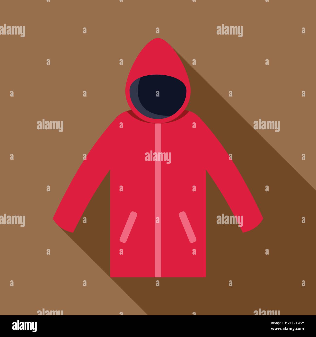 Rote Winterjacke mit Kapuze, perfekt für kaltes Wetter, bietet Wärme und Schutz vor den Elementen Stock Vektor