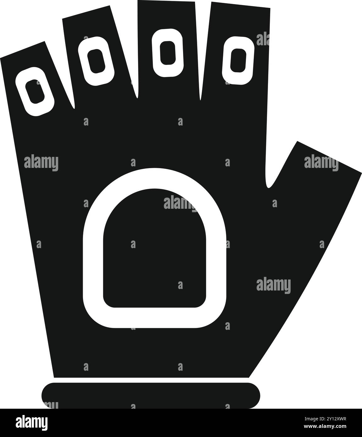 Schwarzer fingerloser Sporthandschuh schützt die Hand während des Workouts und ist auf weißem Hintergrund isoliert Stock Vektor
