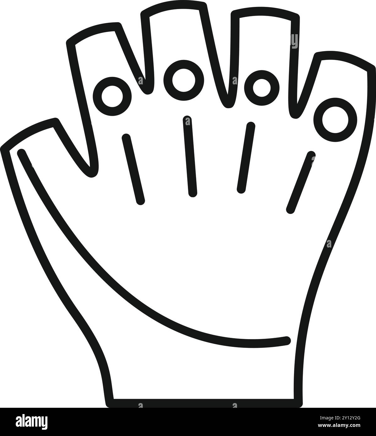 Fitness-Handschuhe mit einem Symbol für atmungsaktives Material sind umrissen Stock Vektor