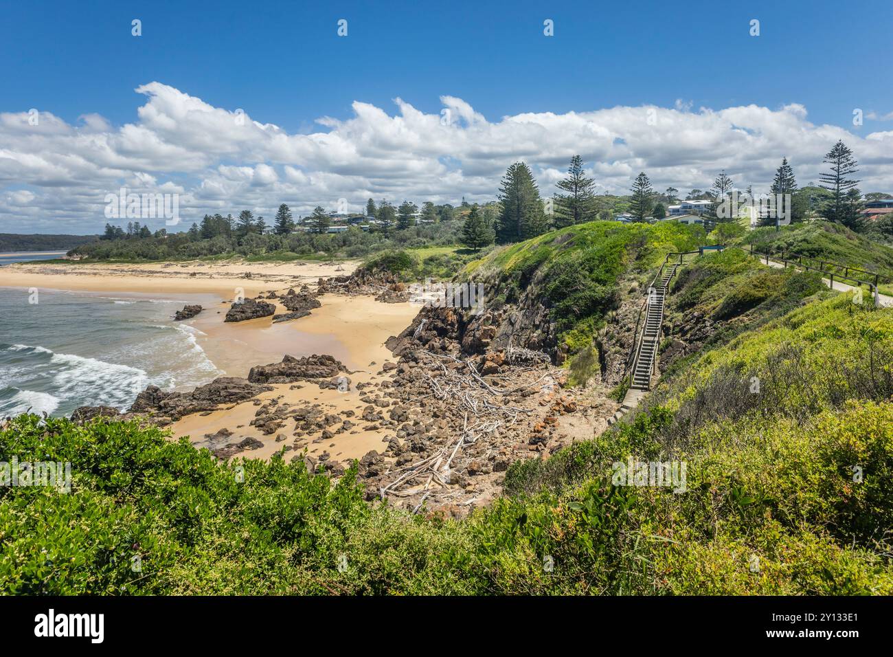 Blick auf One Tree Beach South am Tuross Head an der Südküste von New South Wales, Australien Stockfoto