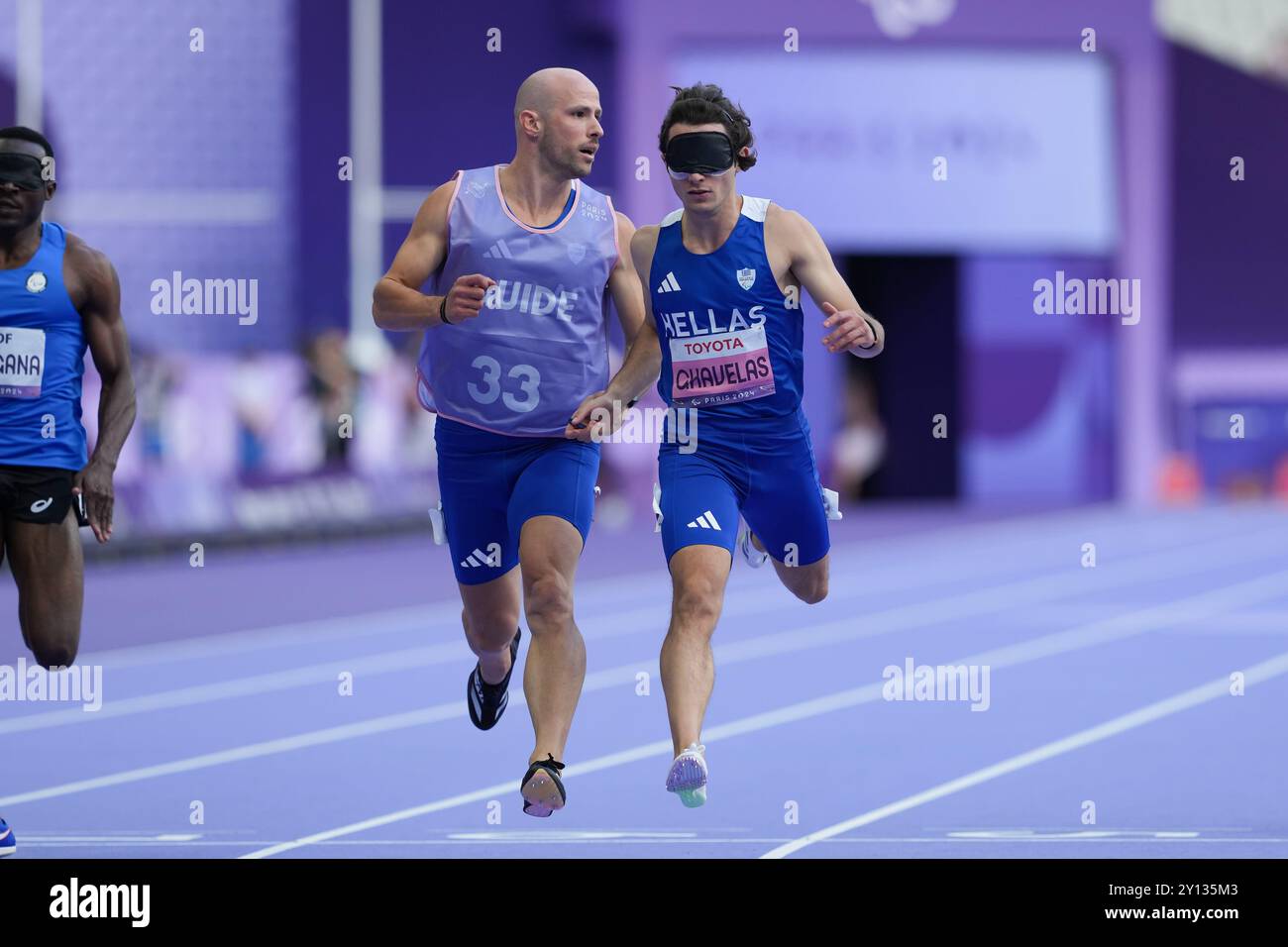 Saint-Denis, Frankreich. September 2024. GHAVELAS Athanasios (GRE) Leichtathletik : 100m T11 Runde 1 der Männer während der Paralympischen Spiele 2024 in Paris im Stade de France in Saint-Denis, Frankreich. Quelle: AFLO SPORT/Alamy Live News Stockfoto