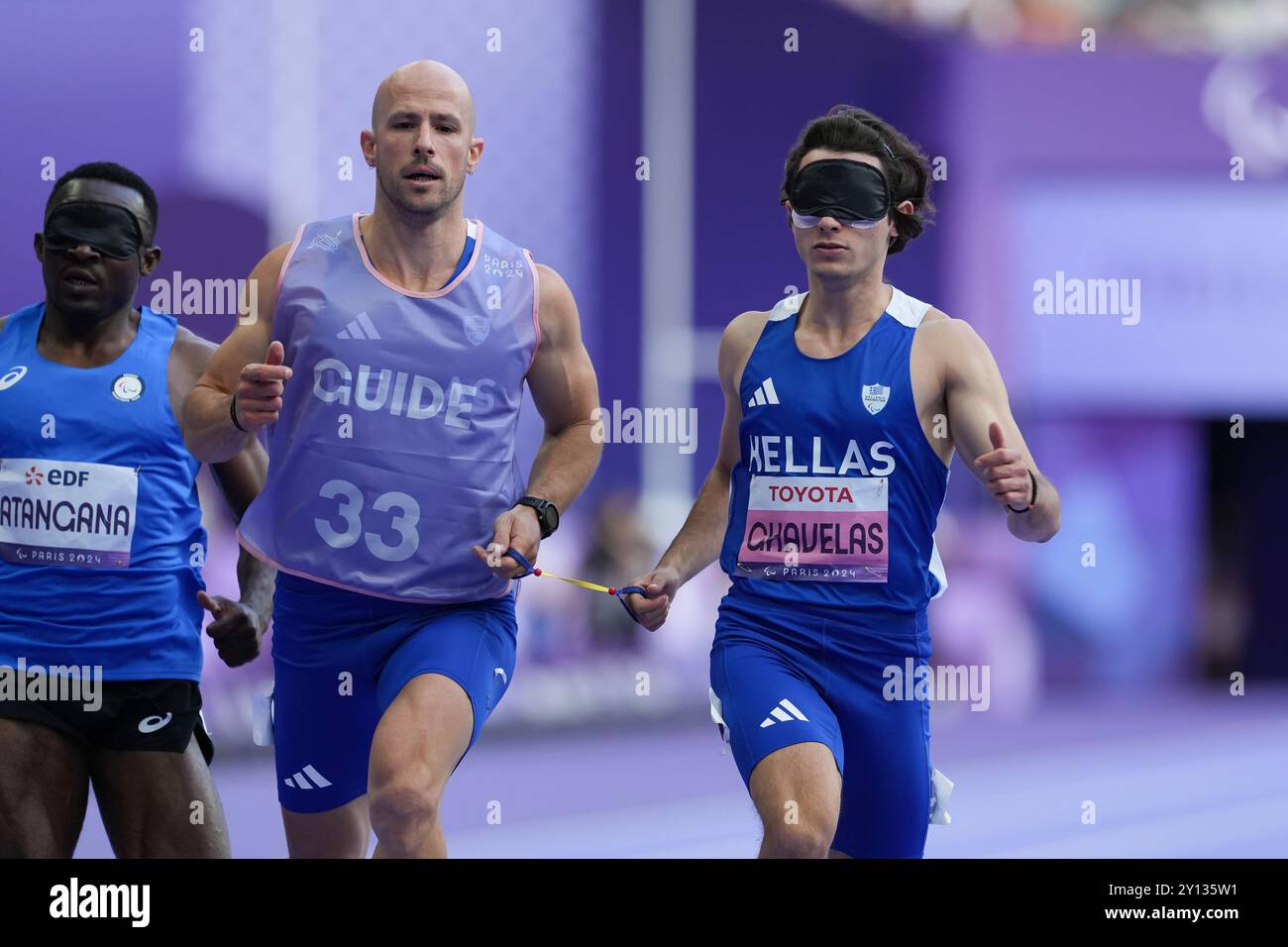 Saint-Denis, Frankreich. September 2024. GHAVELAS Athanasios (GRE) Leichtathletik : 100m T11 Runde 1 der Männer während der Paralympischen Spiele 2024 in Paris im Stade de France in Saint-Denis, Frankreich. Quelle: AFLO SPORT/Alamy Live News Stockfoto