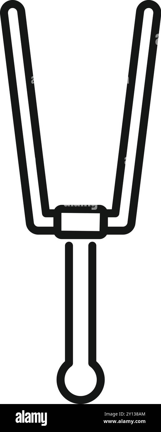 Einfaches Line-Art-Symbol einer Stimmgabel, die in einer bestimmten konstanten Tonhöhe vibriert und für Musik, Meditation und Klangheilung verwendet wird Stock Vektor