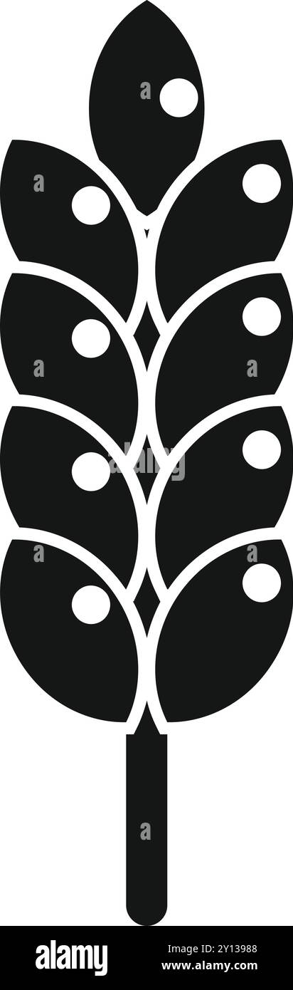 Einfaches schwarzes Symbol eines Dorns mit Getreideanbau auf einem Bauernhof für die natürliche Nahrungsmittelproduktion Stock Vektor