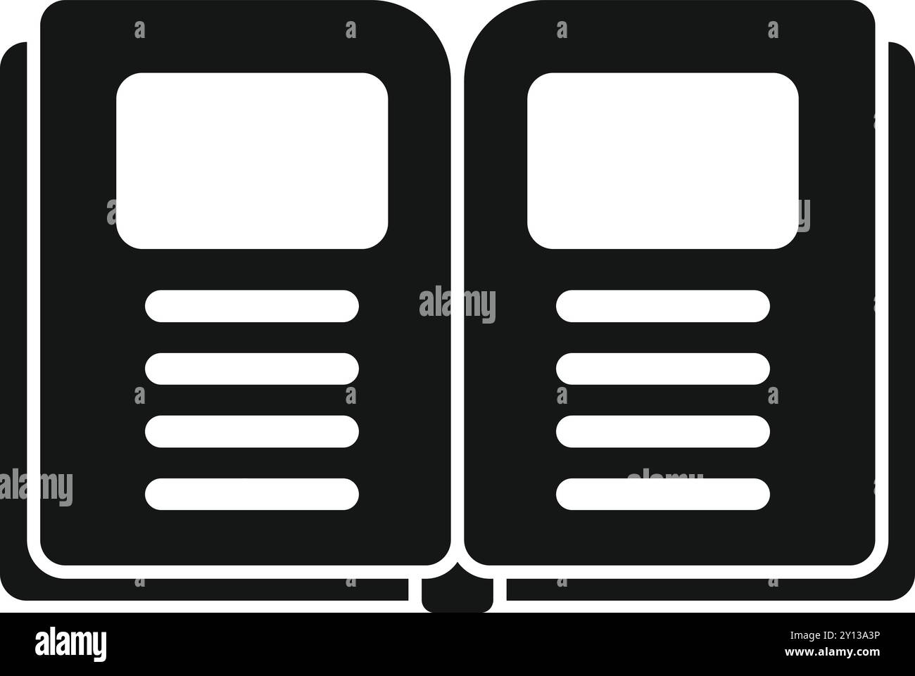 Einfaches Symbol für ein geöffnetes Buch, das das Studium für eine Prüfung oder das Befolgen eines Lehrplans vorschlägt Stock Vektor