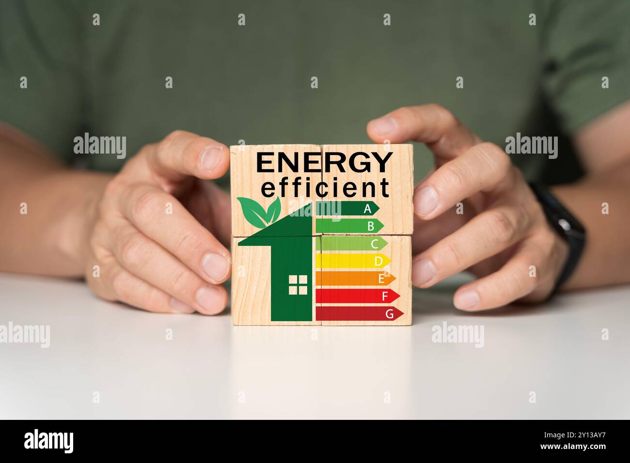 Umweltfreundliche Häuser setzen auf Nachhaltigkeit. Nutzen Sie energieeffizientes Design, erneuerbare Energiequellen, Green House, Konzept die Entwicklung von Sust Stockfoto