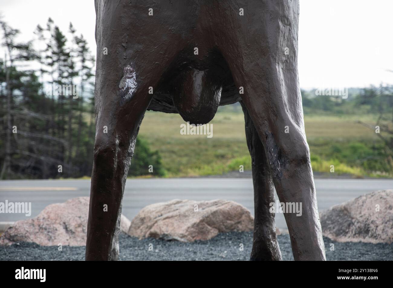 Skulptur von Morris dem Elch am Irving Oil Big Stop in Goobies, Neufundland & Labrador, Kanada Stockfoto