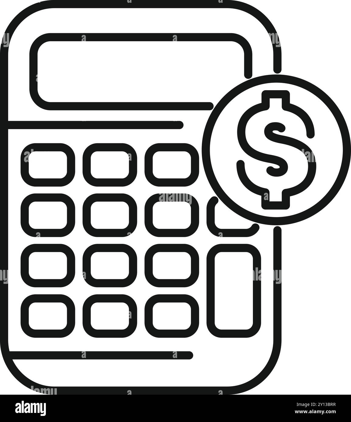 Dieses Symbol eines Rechners mit einem Dollarzeichen stellt das Konzept der Finanzberechnung dar Stock Vektor