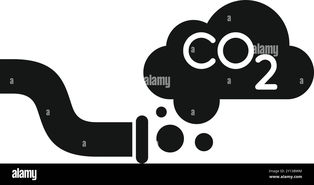 Dieses Vektorsymbol repräsentiert die Emission von Kohlendioxid aus einer Industrierohre und symbolisiert die Umweltverschmutzung Stock Vektor