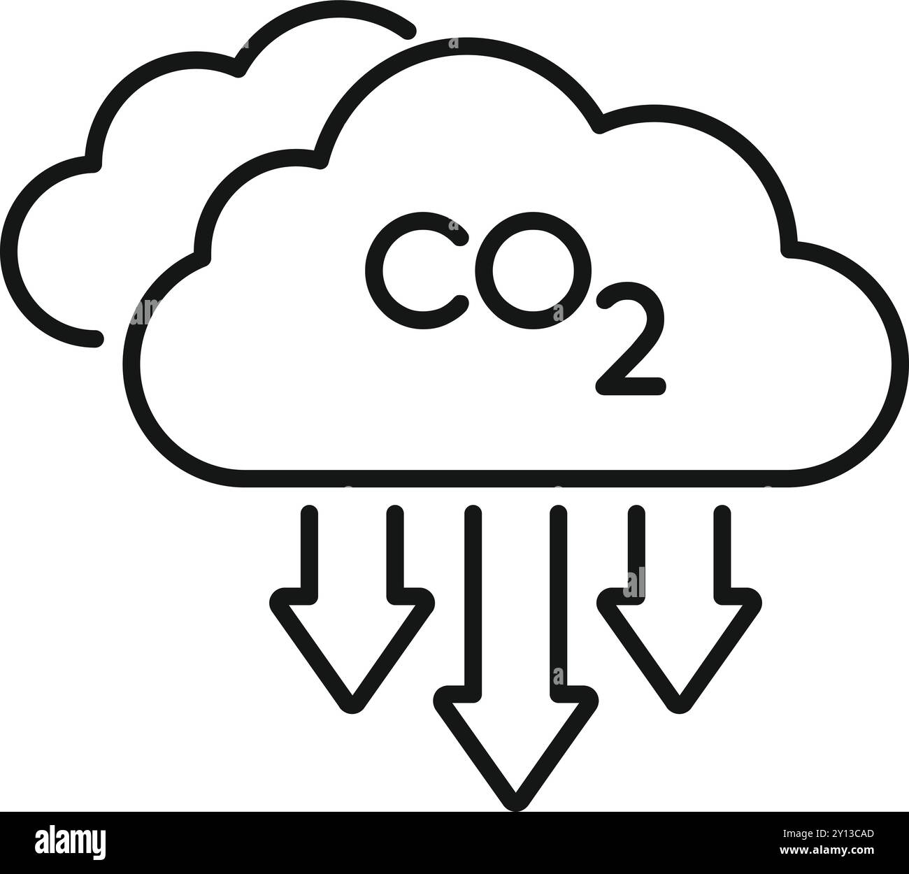 Einfaches Symbol für co2-Emissionen, die die Luft mit Kohlendioxid verunreinigen Stock Vektor