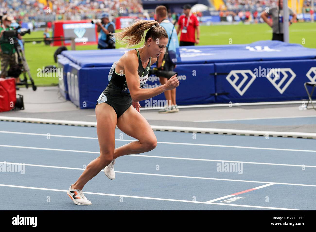 Chorzow, Polen. August 2024. Natalia Kaczmarek aus Polen in der Wanda Diamond League 2024: 400m Frauen im Schlesischen Stadion. Quelle: SOPA Images Limited/Alamy Live News Stockfoto