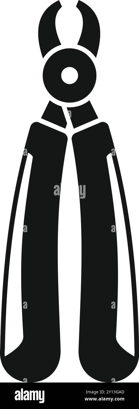 Schmiedezange mit heißem Metall-Symbol in schlichtem Stil isoliert auf weißem Hintergrund Stock Vektor