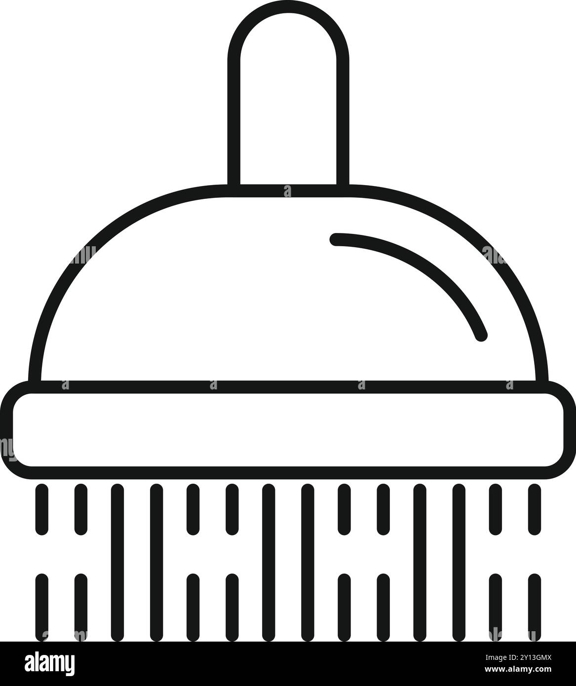 Das einfache Symbol eines Duschkopfes, der Wasser sprüht, ist perfekt für minimalistische Designs in Bezug auf Hygiene und Badezimmer Stock Vektor