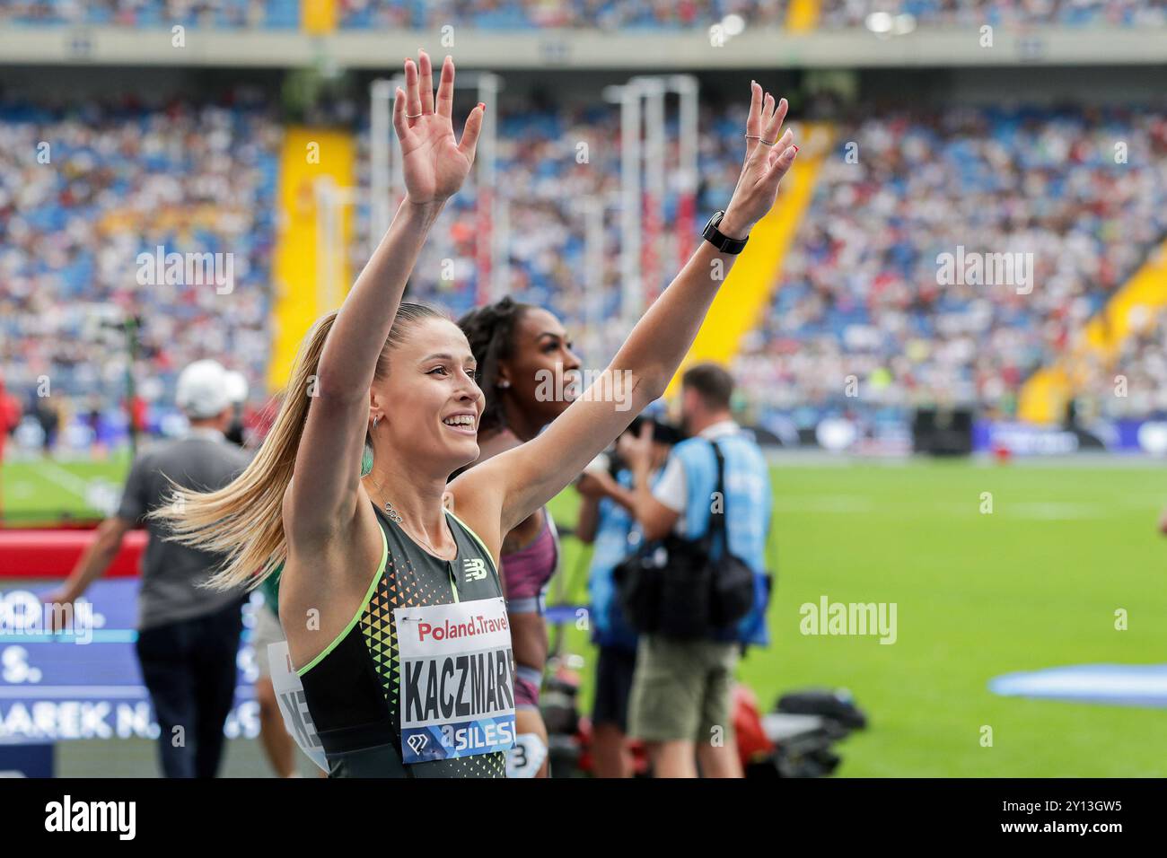 Chorzow, Polen. August 2024. Natalia Kaczmarek aus Polen in der Wanda Diamond League 2024: 400m Frauen im Schlesischen Stadion. (Foto: Grzegorz Wajda/SOPA Images/SIPA USA) Credit: SIPA USA/Alamy Live News Stockfoto