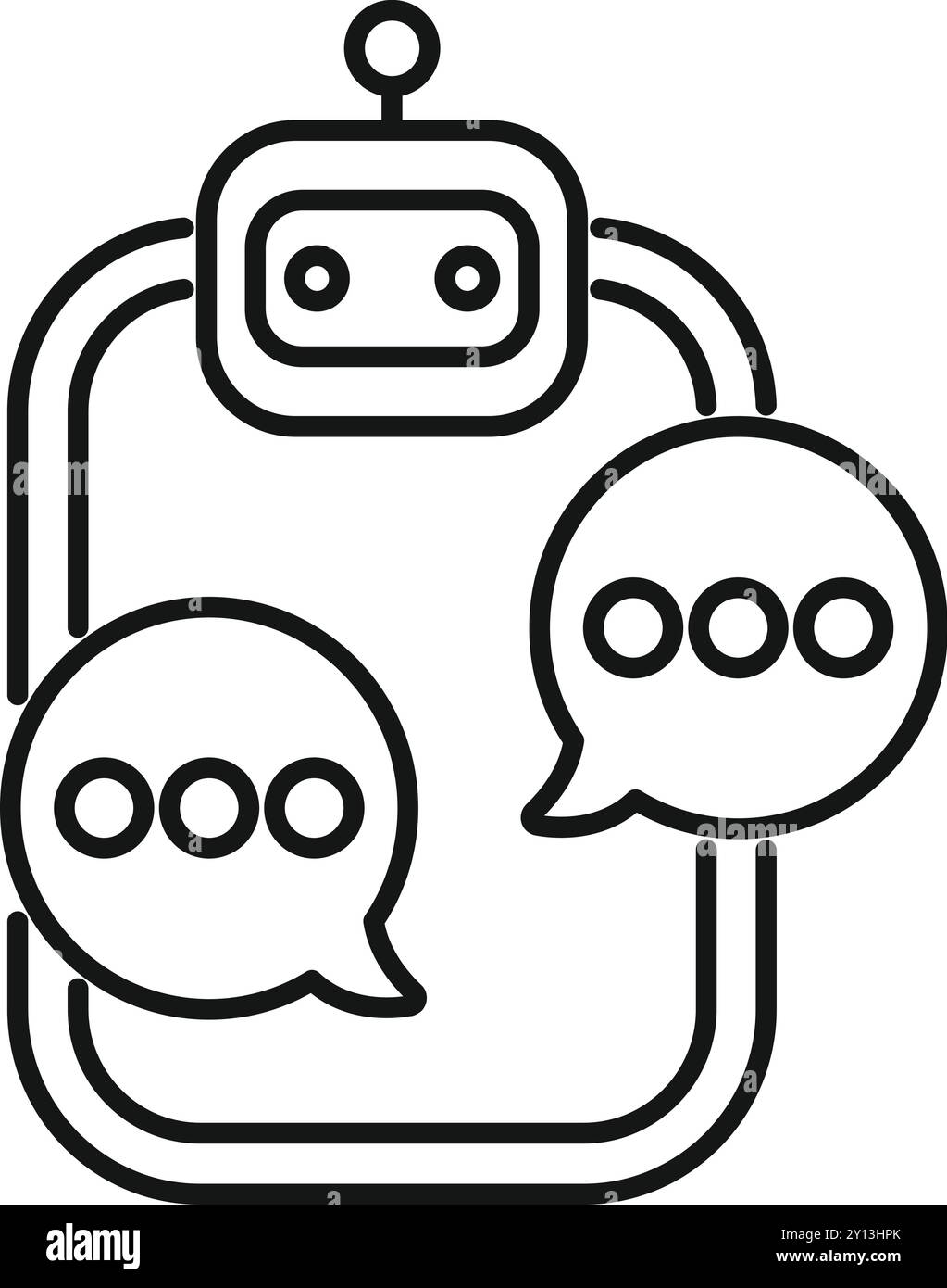 Chatbot, der die Online-Kommunikation in Sprechblasen verwaltet, symbolisiert die Automatisierung des Kundenservice Stock Vektor
