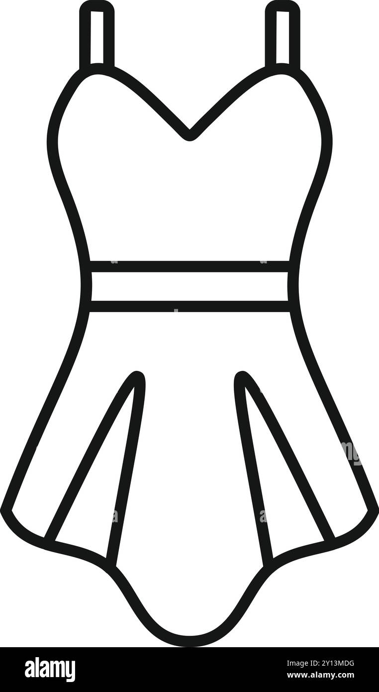 Liniensymbol, das ein Kleid mit dünnen Trägern darstellt, das nützlich ist, um Modetrends darzustellen Stock Vektor