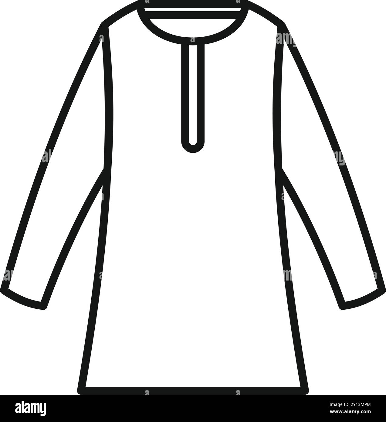 Langärmeliges Kurta-Kleidungsstück mit indischem Stil und schlichtem Design Stock Vektor