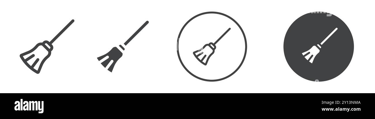 Besen-Symbol einfaches flaches Vektorsymbol Outline Kollektion Set Logo Stock Vektor