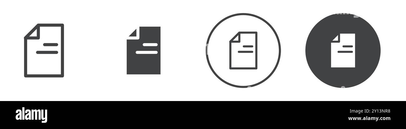 Symbol für Dokumentdatei einfaches flaches Vektorsymbol Umriss Sammlung Set Logo Stock Vektor