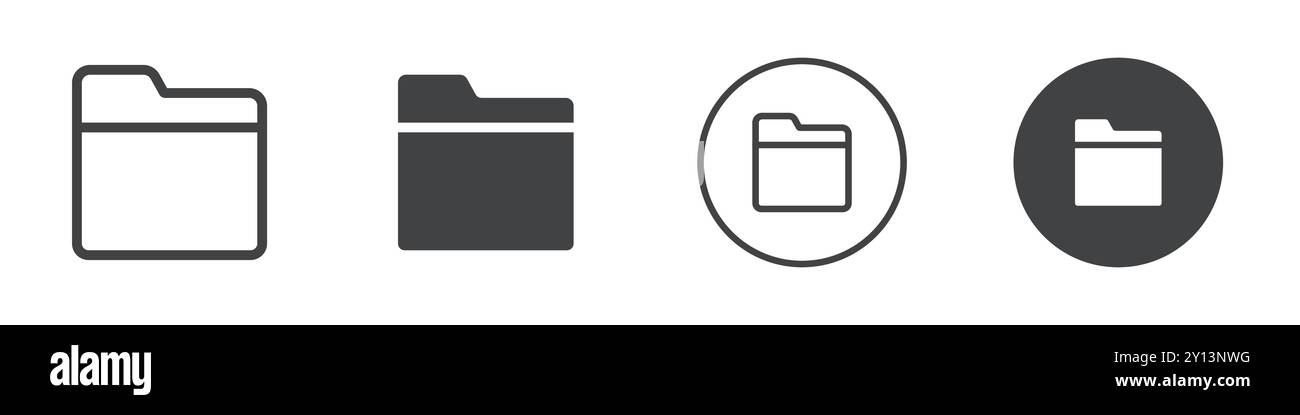 Dateiordner Symbol einfaches flaches Vektorsymbol Umriss Sammlung Set Logo Stock Vektor