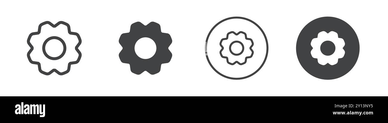 Gear Icon einfaches flaches Vektorsymbol Outline Kollektion Set Logo Stock Vektor