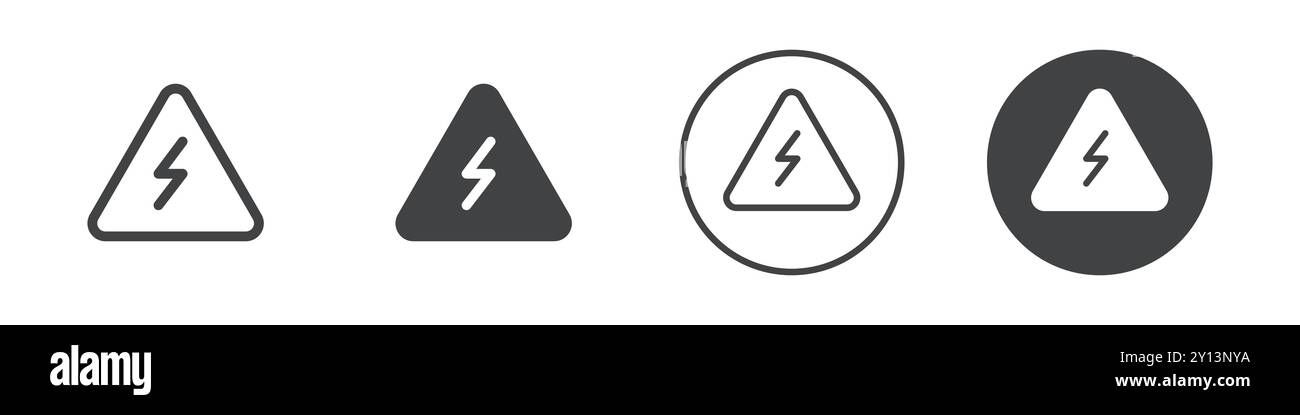 Hochspannungszeichen Symbol einfaches flaches Vektorsymbol Umriss Sammlung Set Logo Stock Vektor