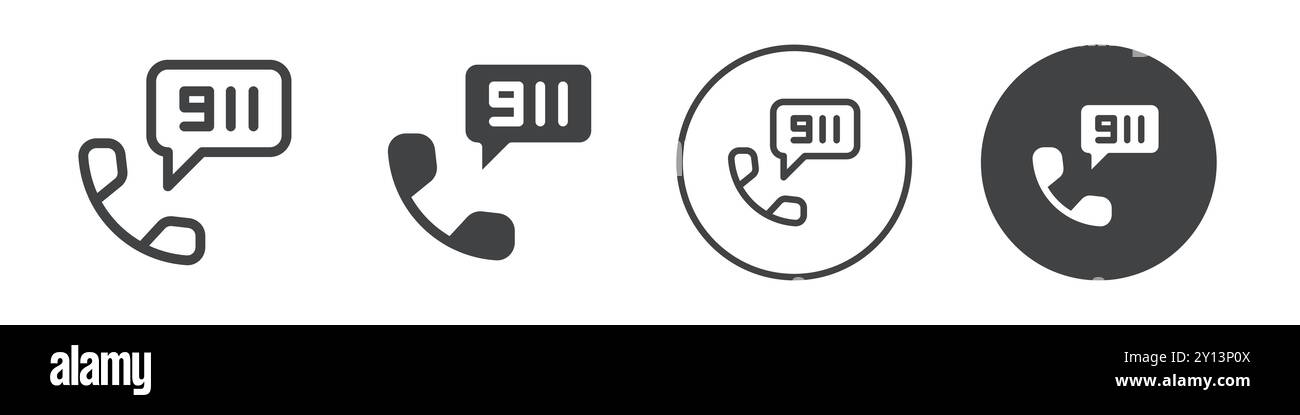 Notrufsymbol einfaches flaches Vektorsymbol Umriss Sammlung Set Logo Stock Vektor