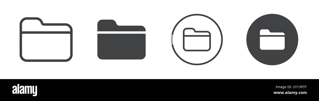 Ordnersymbol einfaches flaches Vektorsymbol Umriss Sammlung Set Logo Stock Vektor