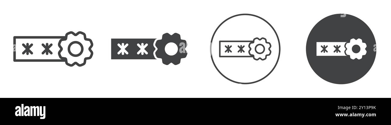 Kennwortgenerator-Symbol einfaches flaches Vektorsymbol Umriss Collection Set Logo Stock Vektor