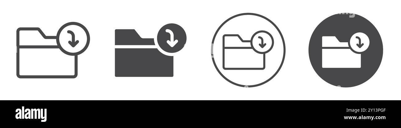 Ordnersymbol öffnen einfaches flaches Vektorsymbol Umriss Sammlung Set Logo Stock Vektor