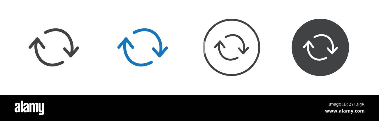 Zwei kreisförmige Pfeile Symbol einfaches flaches Vektorsymbol Umriss Kollektion Set Logo Stock Vektor