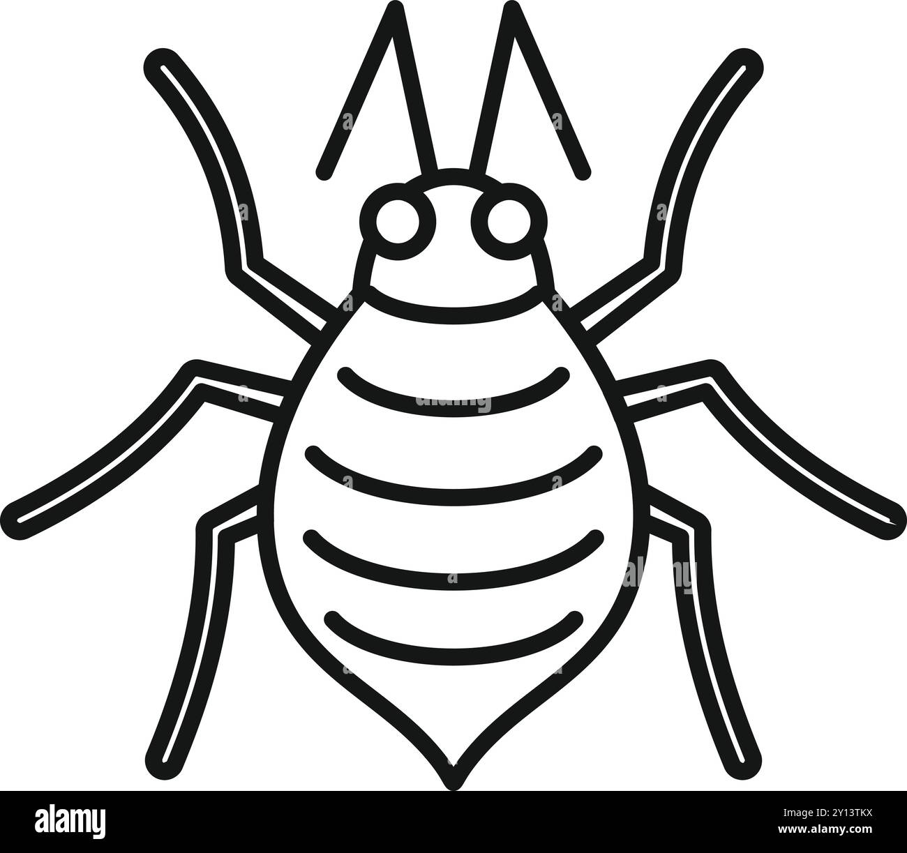 Einfaches Strichsymbol eines Kartoffelkäfers aus colorado, der einen gewöhnlichen Garteninsektenschädling darstellt Stock Vektor