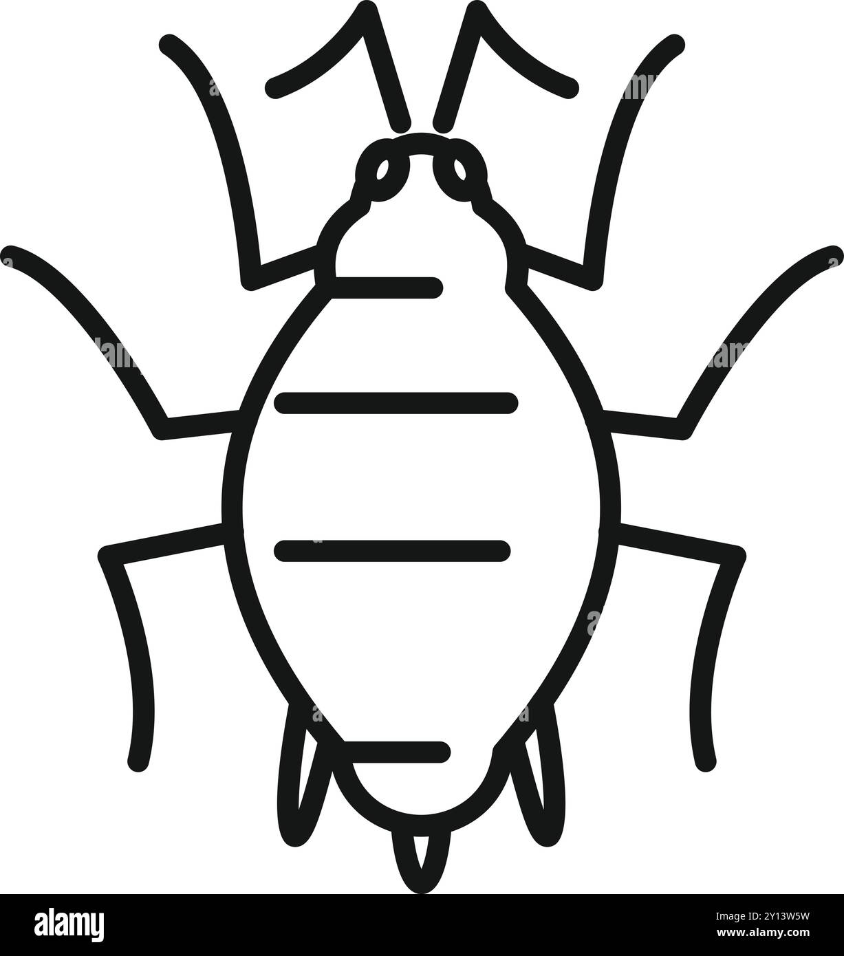 Einfaches Vektorsymbol eines Kartoffelkäfers in colorado, ein gewöhnlicher Gartenschädling, der mit sechs Beinen kriecht Stock Vektor