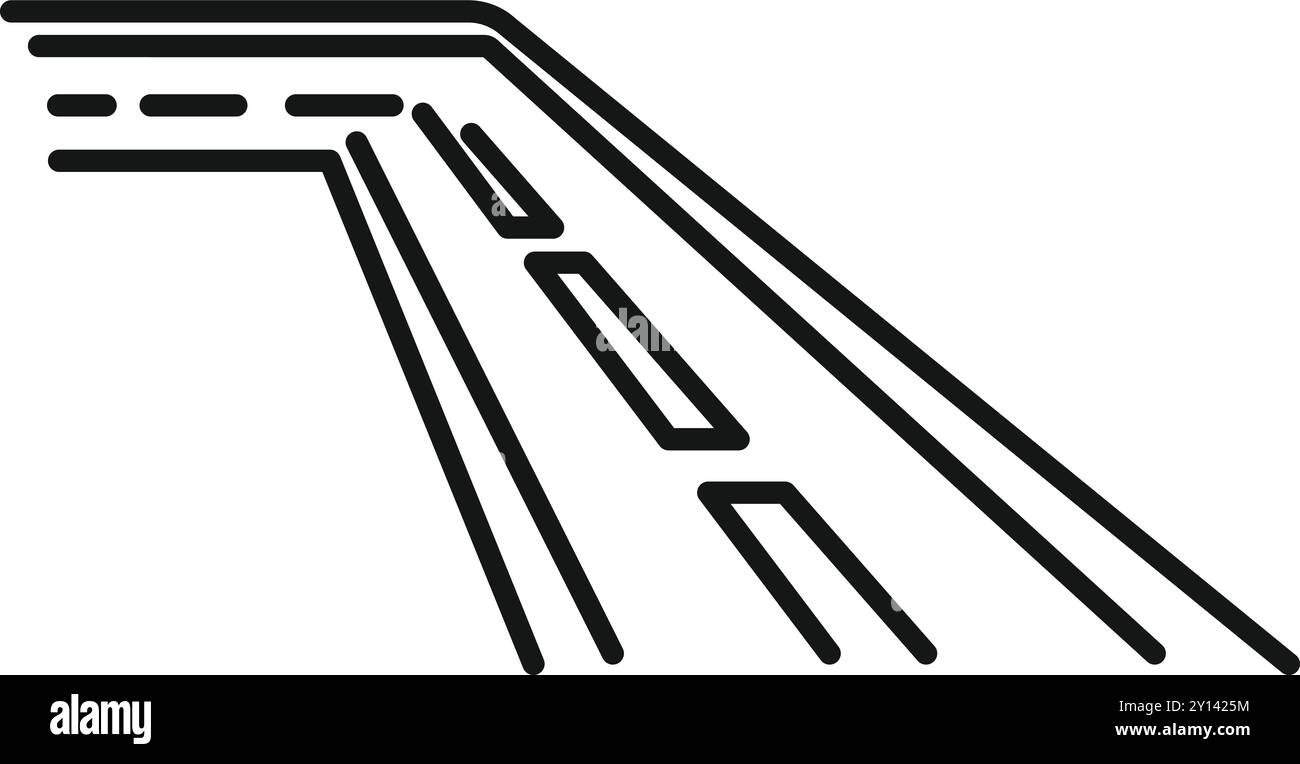 Minimalistische Strichgrafik-Illustration einer geraden Autobahn, die in die Ferne führt Stock Vektor