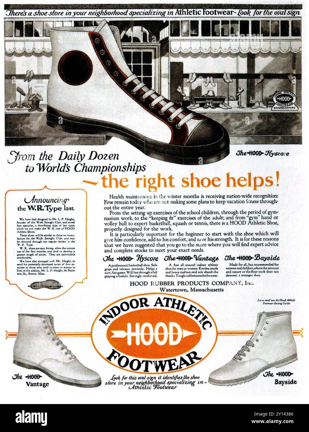 1923 Hood Athletic Footwear Werbespot Stockfoto