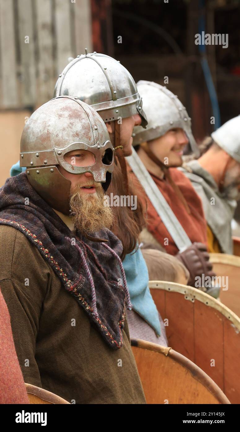 Wikinger bereiten sich auf den Krieg vor. Stockfoto