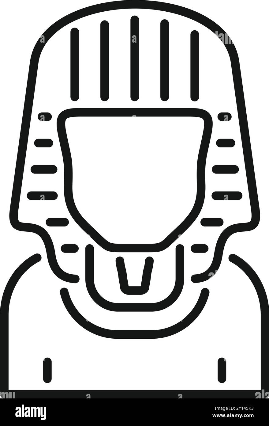 Line Art Icon eines Richters, der eine Halsstütze trägt und möglicherweise rechtliche Herausforderungen oder gesundheitliche Probleme innerhalb des Rechtssystems symbolisiert Stock Vektor