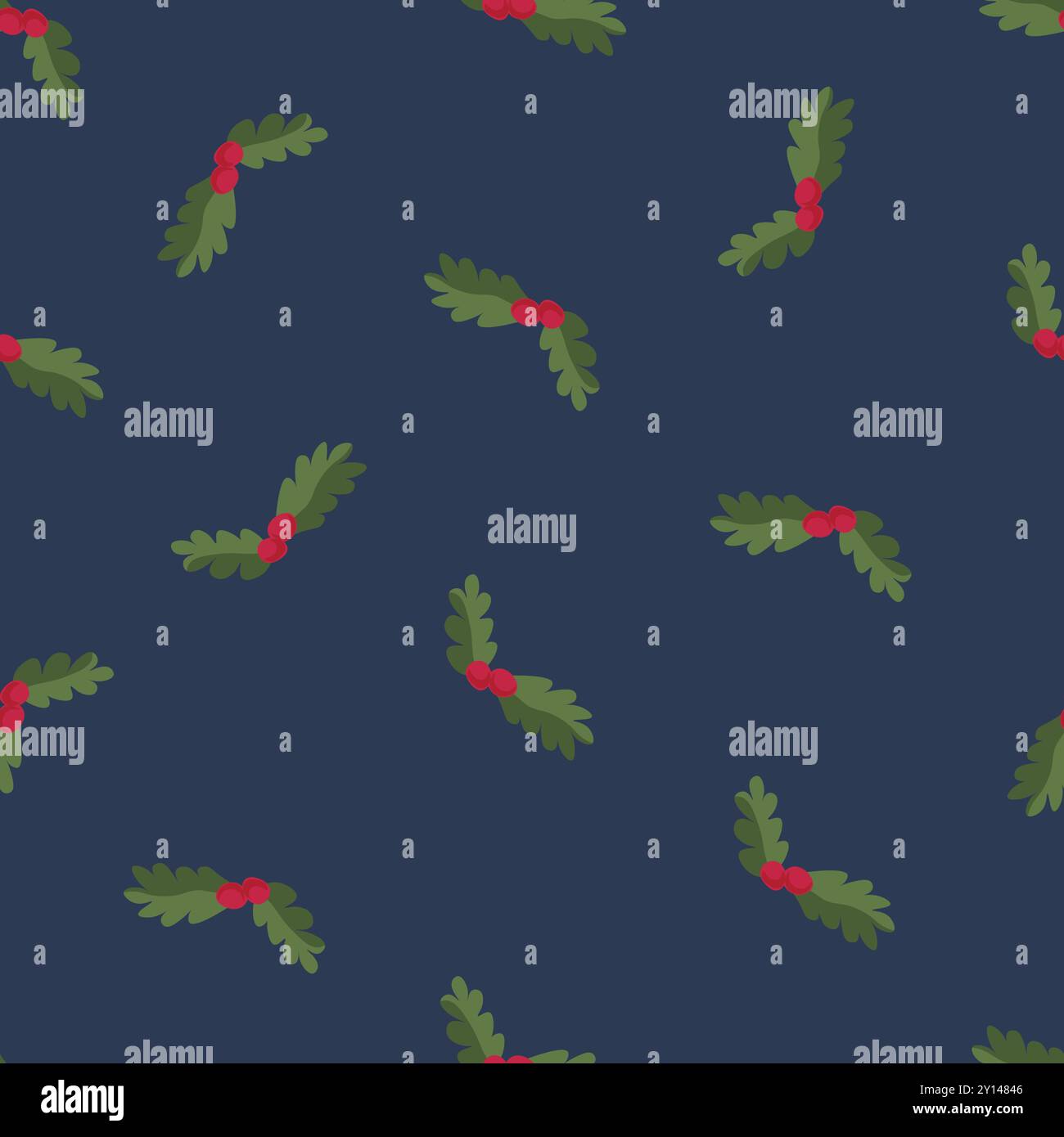 Stechpalmenblätter und Beeren Muster Stock Vektor