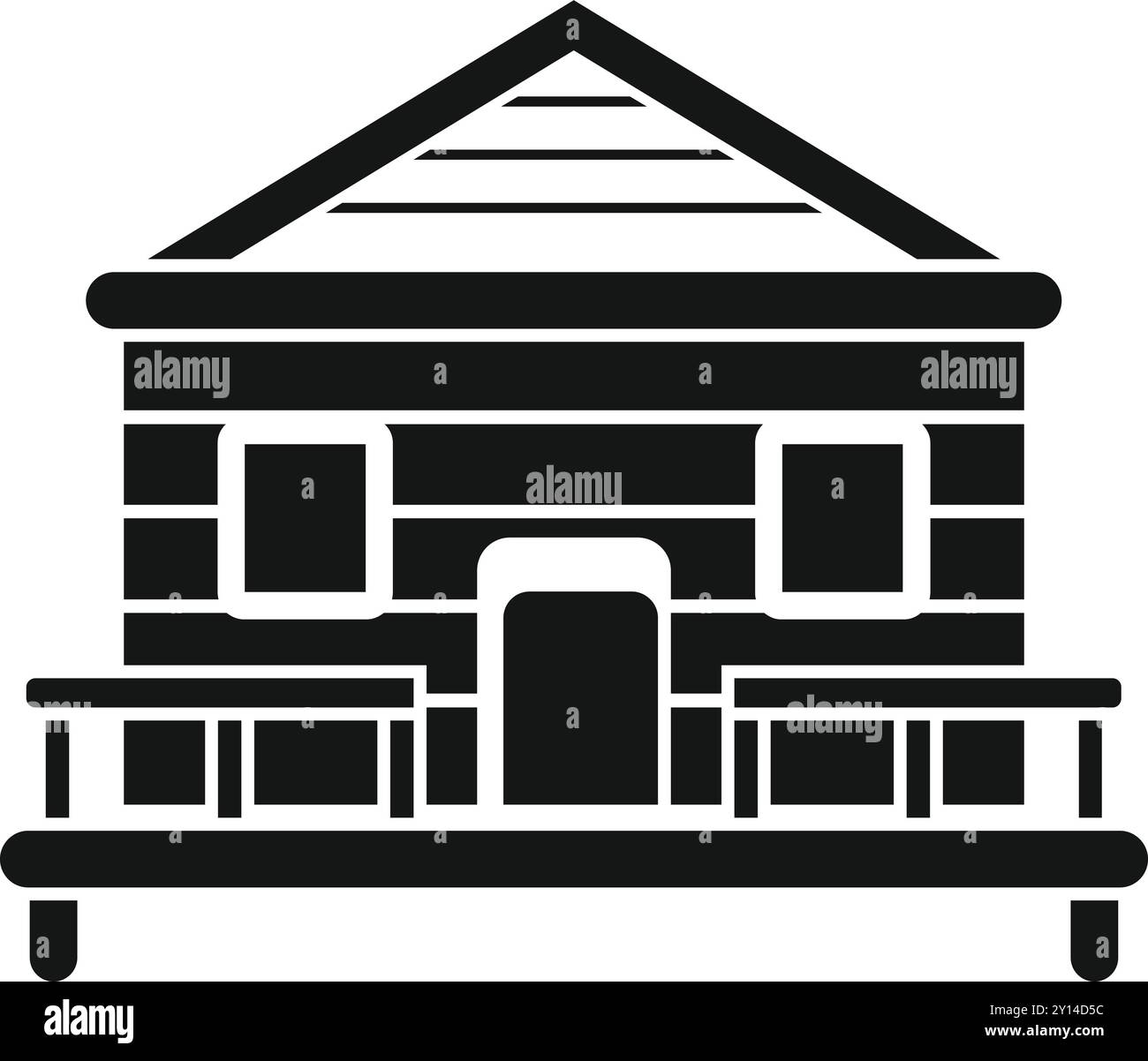 Dieses Vektorsymbol eines Bungalow-Hauses ist perfekt für Projekte im Zusammenhang mit Architektur, Immobilien und Wohndesign Stock Vektor