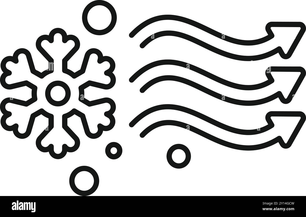 Einfache Strichgrafik, die den kalten Wind repräsentiert, ideal für Websites oder Apps zur Wettervorhersage Stock Vektor