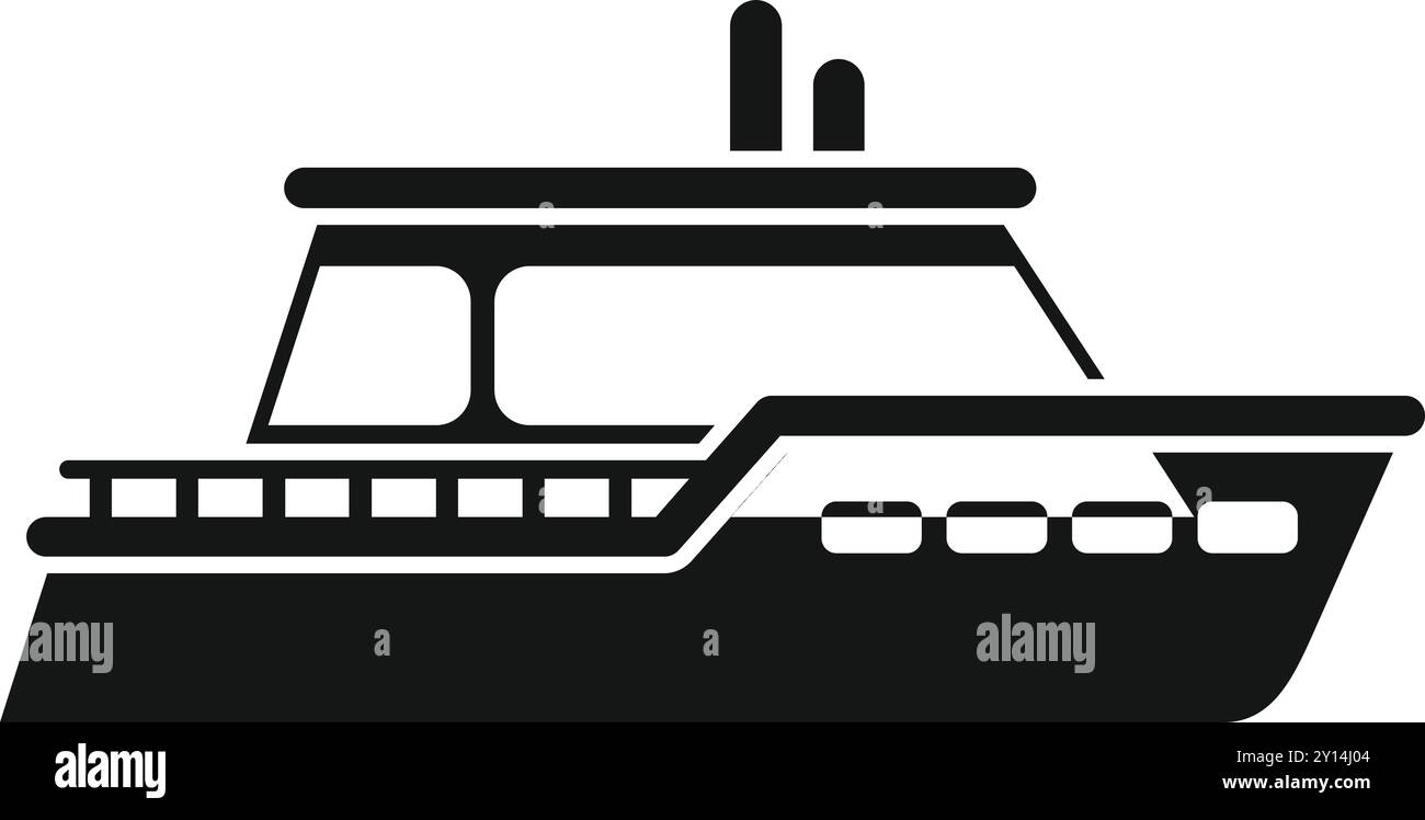 Große moderne Yacht Segeln auf Wasseroberfläche Symbol einfacher Vektor. Luxus-Schiff auf dem Meer. Bootstour Stock Vektor